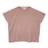 handvaerk IP42-01 フレンチスリーブ 半袖Ｔシャツ カットソー ピンク レディース ハンドバーク【中古】6-0510S∞