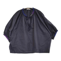 INDIA INDUSTRY スビンコットン 刺繍プルオーバーシャツ 定26400円 インド製 25SS ネイビー レディース インディアインダストリー【中古】5-1001S♪