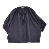 INDIA INDUSTRY スビンコットン 刺繍プルオーバーシャツ 定26400円 インド製 25SS ネイビー レディース インディアインダストリー【中古】5-1001S♪