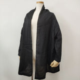 fog linen work リトアニア製 リネン 羽織 ジャケット カーディガン ブラック レディース フォグリネンワーク【中古】6-0405M∞