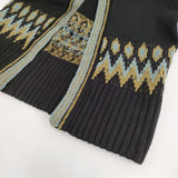 Uhr ノルディックロングニットコート ウール ハイネック カーディガン ブラック レディース ウーア【中古】5-1123T♪