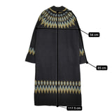 Uhr ノルディックロングニットコート ウール ハイネック カーディガン ブラック レディース ウーア【中古】5-1123T♪