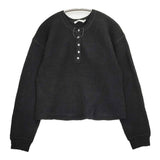 T by Alexander Wang ヘンリーネックワッフルセーター サイズS メリノウール ニット ブラック レディース アレキサンダーワン【中古】5-1123T♪