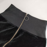 EVERLAST ベロア ジップ ロングスカート ブラック レディース エバーラスト【中古】6-0125T∞