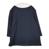 saqui ファリエロサルティ地　クルーネック七分袖プルオーバーブラウス 定価20900円 18BA04 ブラウス シャツ ネイビー レディース サキ【中古】6-0215M∞