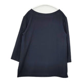 saqui ファリエロサルティ地　クルーネック七分袖プルオーバーブラウス 定価20900円 18BA04 ブラウス シャツ ネイビー レディース サキ【中古】6-0215M∞