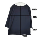 saqui ファリエロサルティ地　クルーネック七分袖プルオーバーブラウス 定価20900円 18BA04 ブラウス シャツ ネイビー レディース サキ【中古】6-0215M∞