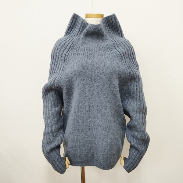 ELIN ウール ハイネック サイズ00 ニット ブルーグレー レディース エリン【中古】5-1125T◎