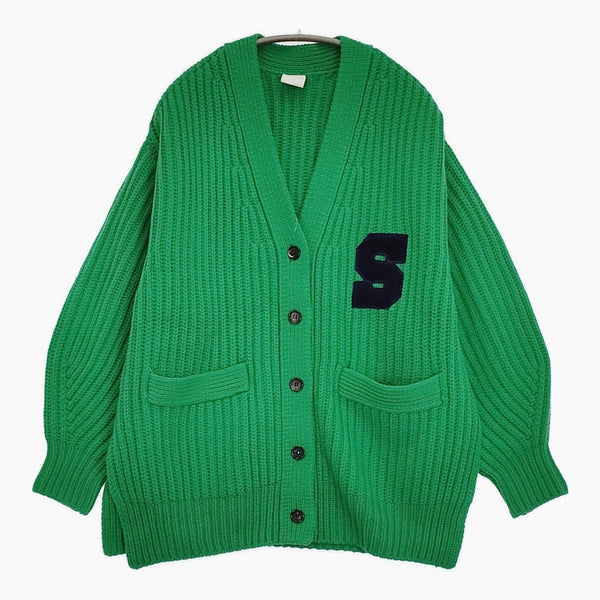 Spick and Span レターマンビッグカーディガン 定価23100円 カーディガン 22AW グリーン レディース スピックアンドスパン【中古】5-1115T♪