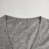 three dots ウール Vネック セーター ニット グレー レディース スリードッツ【中古】5-1119T∞