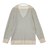 YURI+PARK ボーダー セーター ニット ベージュ ブルー レディース ユリパーク【中古】5-1129T∞