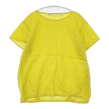note et silence 26-01-BL-020-13-1 リネン 半袖 ブラウス シャツ イエロー レディース ノートエシロンス【中古】6-0510S∞
