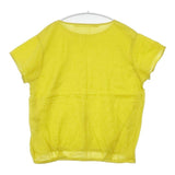 note et silence 26-01-BL-020-13-1 リネン 半袖 ブラウス シャツ イエロー レディース ノートエシロンス【中古】6-0510S∞