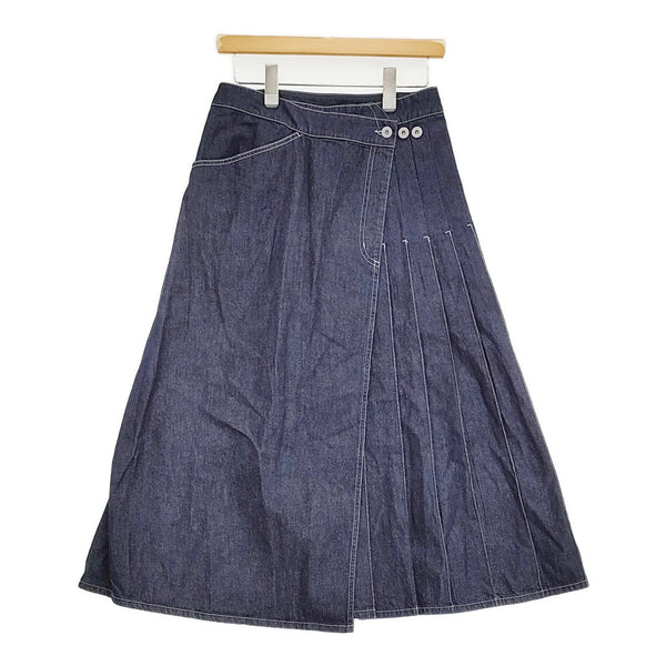 BEAMS BOY ラップ プリーツ スカート 定価19580円 サイズ2 デニム ロングスカート インディゴ レディース ビームスボーイ【中古】5-1011G♪