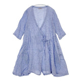 fog linen work リトアニア製 リネン カシュクール 羽織 ワンピース ブルー レディース フォグリネンワーク【中古】6-0406M∞