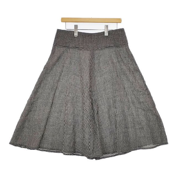 agnes b. ウール チェック フレア スカート ブラック ホワイト レディース アニエスベー【中古】5-1116T∞
