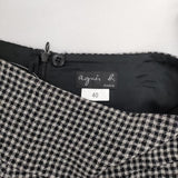 agnes b. ウール チェック フレア スカート ブラック ホワイト レディース アニエスベー【中古】5-1116T∞