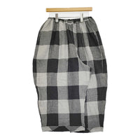 TANG トップガーゼチェック製品洗いパンツ 定13750円 38 2315406 ワイドイージーパンツ 25SS グレー ブラック レディース タング【中古】5-1011M♪