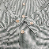 45R/45rpm スーピマオックスの908 4ポケットシャツ ストライプ 定価57200円 グリーン レディース フォーティーファイブアールピーエム【中古】5-1026M♪