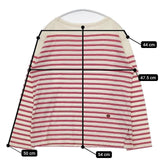 45R/45rpm 36番天竺の908バスクTシャツ ボーダー 定価19800円 長袖Ｔシャツ カットソー ロンＴ オフホワイト レッド レディース フォーティーファイブアールピーエム【中古】6-0128M∞