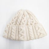 HIGHLAND2000 ケーブルニット イングランド製 ウール 帽子 ニットキャップ アイボリー レディース ハイランド2000【中古】5-1112T◎