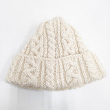 HIGHLAND2000 ケーブルニット イングランド製 ウール 帽子 ニットキャップ アイボリー レディース ハイランド2000【中古】5-1112T◎