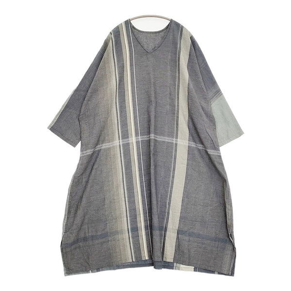 tamaki niime 新品 fuwa-T ALL 定価24200円 GY-BE-1020 Vネック ワンピース チャコールグレー レディース 玉木新雌/タマキニイメ【中古】5-1011M♪
