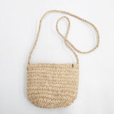 AMPIANA アンピアーナ ラフィア ミニショルダーバッグ ポシェット ベージュ レディース【中古】6-0212M◎