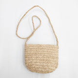 AMPIANA アンピアーナ ラフィア ミニショルダーバッグ ポシェット ベージュ レディース【中古】6-0212M◎