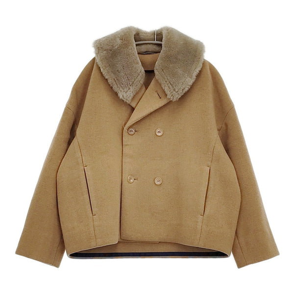 45R/45rpm メルトンPラップJACKET ムートンカラー 定価97900円 コート キャメル レディース フォーティーファイブアールピーエム【中古】5-1121T♪