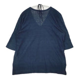45R/45rpm コットン インディゴ Vネック 半袖Ｔシャツ カットソー ネイビー レディース フォーティーファイブアールピーエム【中古】6-0406S∞