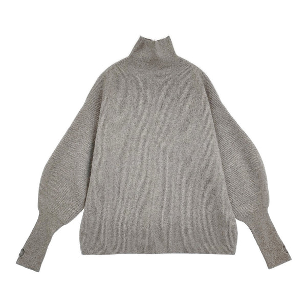 BATONER CASHMERE FOX HIGH NECK TUNIC BN-21FL-044 チュニック サイズ1 タートルネック セーター ニット グレー レディース バトナー【中古】5-1121T♪