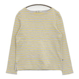 PETIT BATEAU ボーダー XS 長袖Ｔシャツ カットソー ロンＴ グレー イエロー レディース プチバトー【中古】6-0117M∞