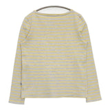 PETIT BATEAU ボーダー XS 長袖Ｔシャツ カットソー ロンＴ グレー イエロー レディース プチバトー【中古】6-0117M∞