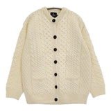 aran WOOLLEN MILLS フィッシャーマンニット カーディガン アイルランド製 サイズM オフホワイト レディース アランウーレンミルズ【中古】5-1121T♪
