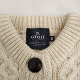 aran WOOLLEN MILLS フィッシャーマンニット カーディガン アイルランド製 サイズM オフホワイト レディース アランウーレンミルズ【中古】5-1121T♪