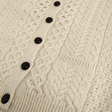 aran WOOLLEN MILLS フィッシャーマンニット カーディガン アイルランド製 サイズM オフホワイト レディース アランウーレンミルズ【中古】5-1121T♪