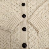 aran WOOLLEN MILLS フィッシャーマンニット カーディガン アイルランド製 サイズM オフホワイト レディース アランウーレンミルズ【中古】5-1121T♪