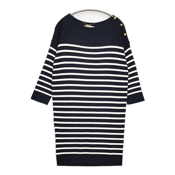 JOURNAL STANDARD L'essage ボーダー ボートネック ウールシルク混 ワンピース ネイビー ホワイト レディース ジャーナルスタンダードレサージュ【中古】5-1121T♪