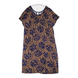 marimekko 52531-45059 KUMARRUS レーヨン ワンピース ネイビー イエロー レディース マリメッコ【中古】6-0510S∞