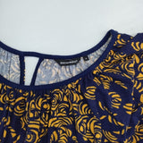 marimekko 52531-45059 KUMARRUS レーヨン ワンピース ネイビー イエロー レディース マリメッコ【中古】6-0510S∞