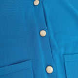 BARNYARDSTORM ゴールドボタン Vネック ニットジレ ベスト ブルー レディース バンヤードストーム【中古】5-1119M∞