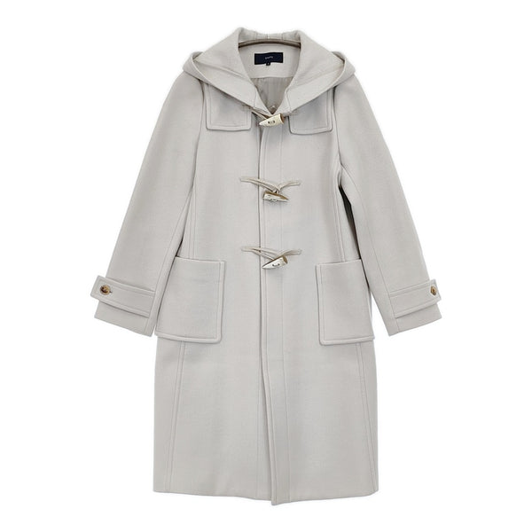 SHIPS ファーダッフルコート 定価57200円 フォックスファー 314-15-0498 サイズ36 ライトグレー レディース シップス【中古】5-1022T♪