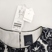 mina perhonen 未使用 flair 刺繍 サイズ38 定価99000円 aba3008 ワンピース 23AW ホワイト ブラック レディース ミナペルホネン【中古】5-1011M♪