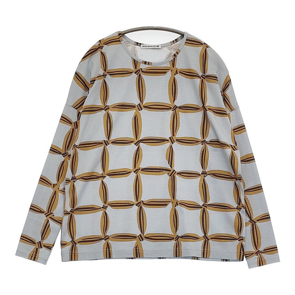 mina perhonen solmio ads8971 38 定価26400円 長袖Ｔシャツ カットソー 25SS ライトブルー ブラウン レディース ミナペルホネン【中古】5-1011M♪