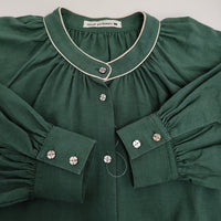 mina perhonen kori リネン 刺繍 シャツワンピース サイズ38 定価88000円 aas3900 22SS グリーン レディース ミナペルホネン【中古】5-1011M♪