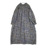 mina perhonen minamo シルクウール 定価81400円 サイズF ワンピース 19AW ネイビー ホワイト ブラック レディース ミナペルホネン【中古】5-1204M∞