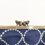 mina perhonen tambourine カドルポーチ がま口 ポーチ ネイビー ホワイト レディース ミナペルホネン【中古】5-1112G◎