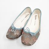 mina perhonen/repetto trickle サイズ39 刺繍 バレエシューズ ブラウン ピンク レディース ミナペルホネン/レペット【中古】6-0208G◎