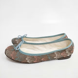 mina perhonen/repetto trickle サイズ39 刺繍 バレエシューズ ブラウン ピンク レディース ミナペルホネン/レペット【中古】6-0208G◎